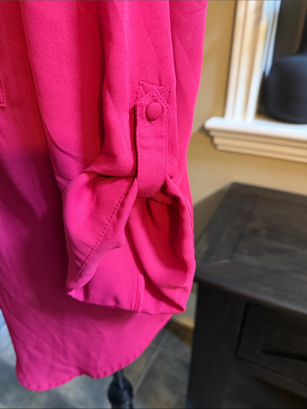torrid Raspberry Split‑Neck Roll‑Tab Tunic - Picture 3 of 4